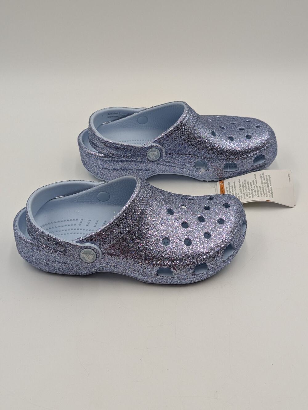Crocs Kids Girls Size J5 Classic Chunky Glitter Clog Blue Frost NWT 211939-4WK